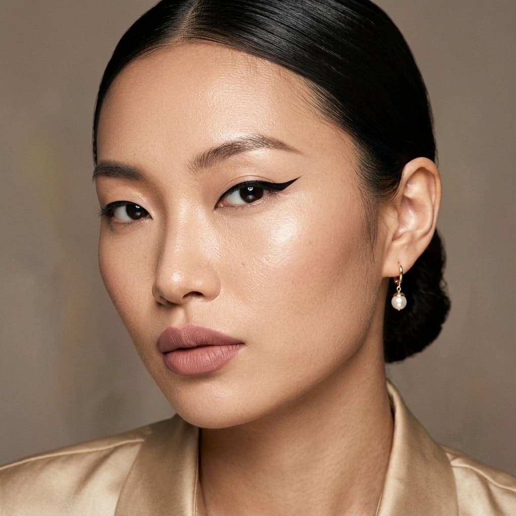 Editorial beauty close-up illustrating polished skin and refined structure